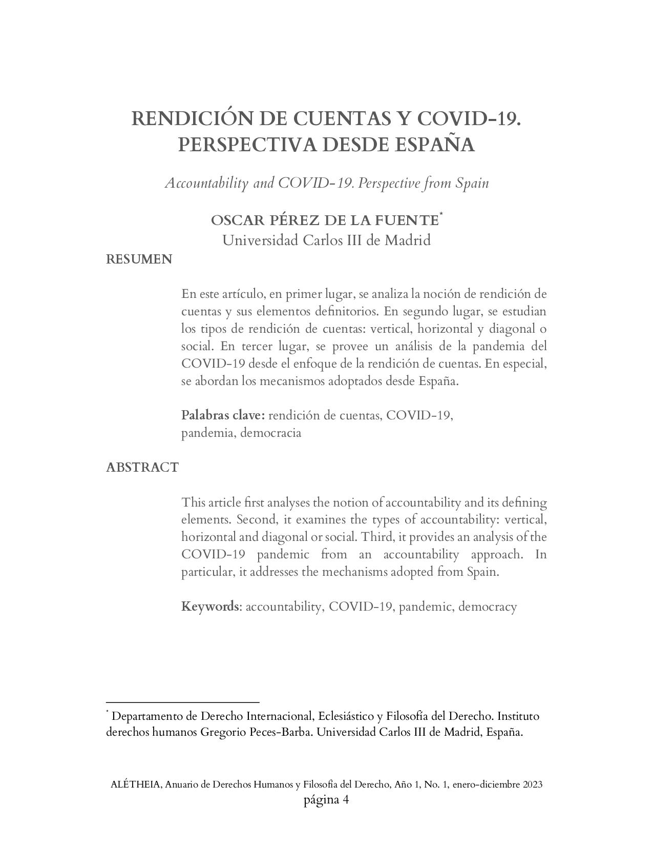RENDICIÓN DE CUENTAS Y COVID-19. PERSPECTIVA DESDE ESPAÑA